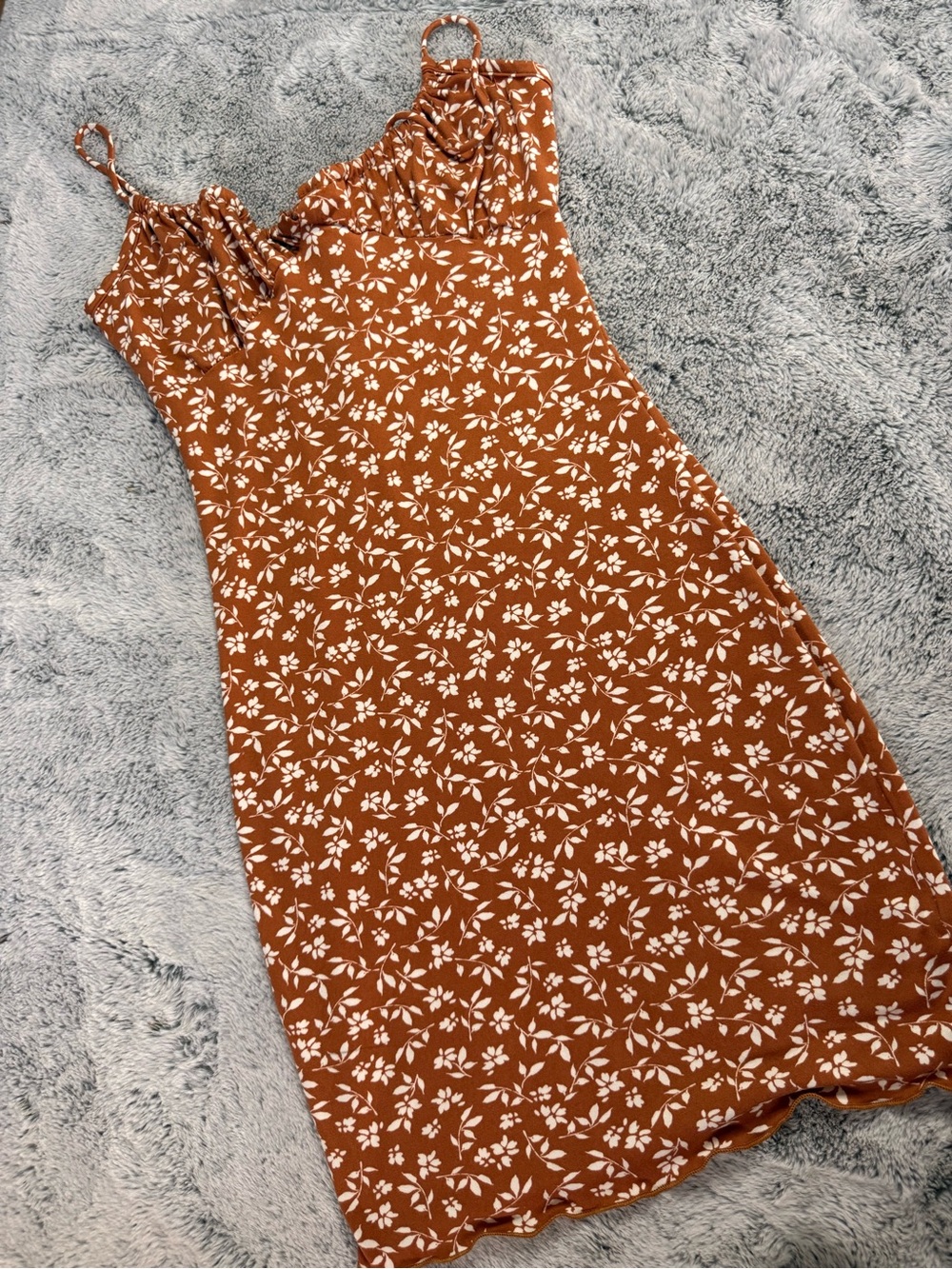 Women's Rust Floral Slip Dress - Unbranded